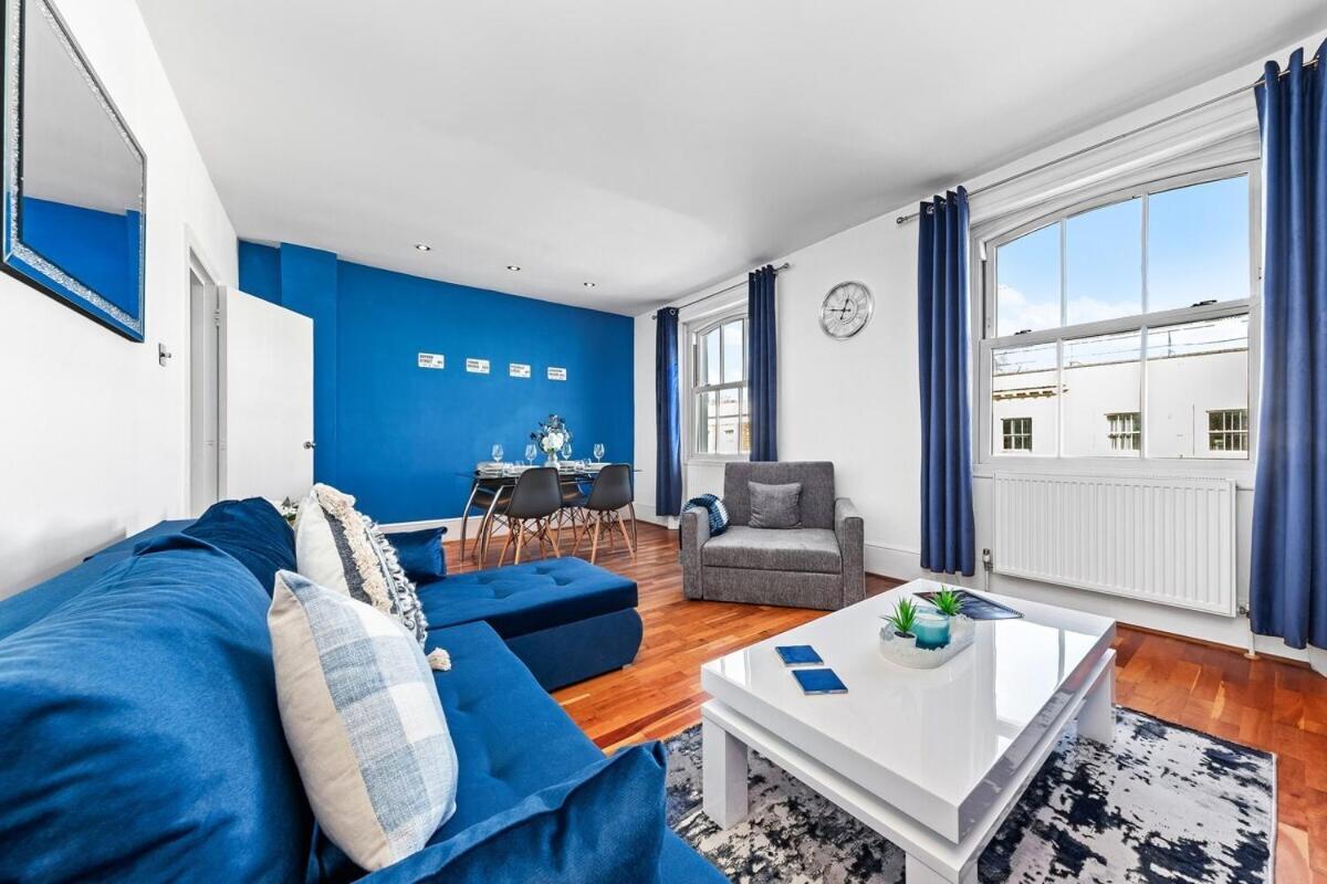 Balcony Blue Theme 1 Bedroom Central London Luxury Flat Near Hyde Park! Accommodates Up To 6! Double Sofa Bed And Next To Station! Esterno foto