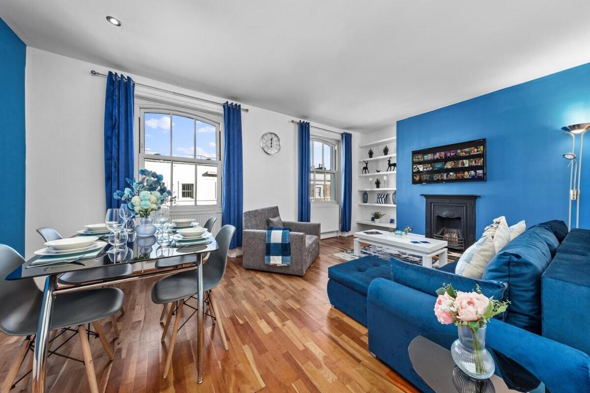 Balcony Blue Theme 1 Bedroom Central London Luxury Flat Near Hyde Park! Accommodates Up To 6! Double Sofa Bed And Next To Station! Esterno foto