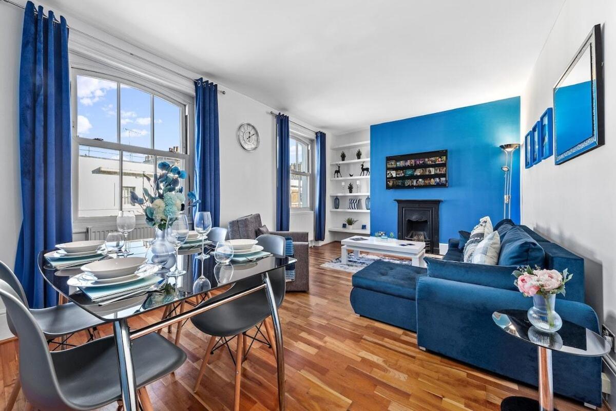 Balcony Blue Theme 1 Bedroom Central London Luxury Flat Near Hyde Park! Accommodates Up To 6! Double Sofa Bed And Next To Station! Esterno foto